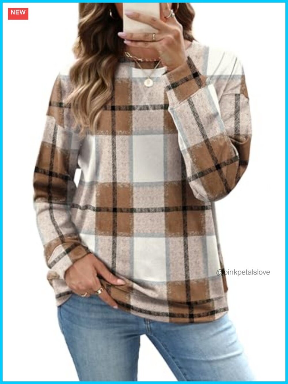 RUMIA Crew Neck Sweatshirt Long Sleeve Pullover Relaxed Fit Casual